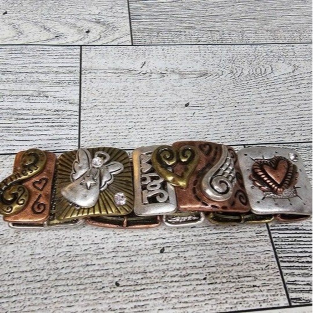 Mixed Material Chunky Heart Angel Princess Stretch Bracelet